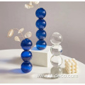 Handmade Blue crystal Glass Candlestick Holders